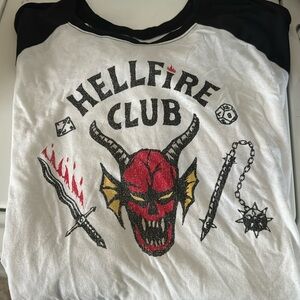 Hellfire club Stranger Things 3/4 sleeve baseball jersey style tee